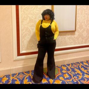 Black wide leg overalls